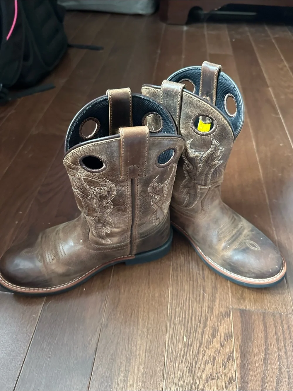 Dan Post Brown Kids Western Pull-On Boots with Cutout Handles